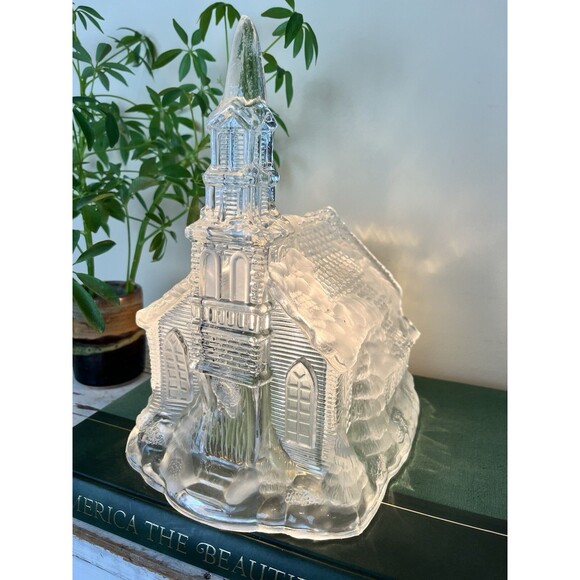 Rare Tall Vintage 1992 Glass Light Up Church Christmas / Holiday / Country Home - Picture 3 of 14